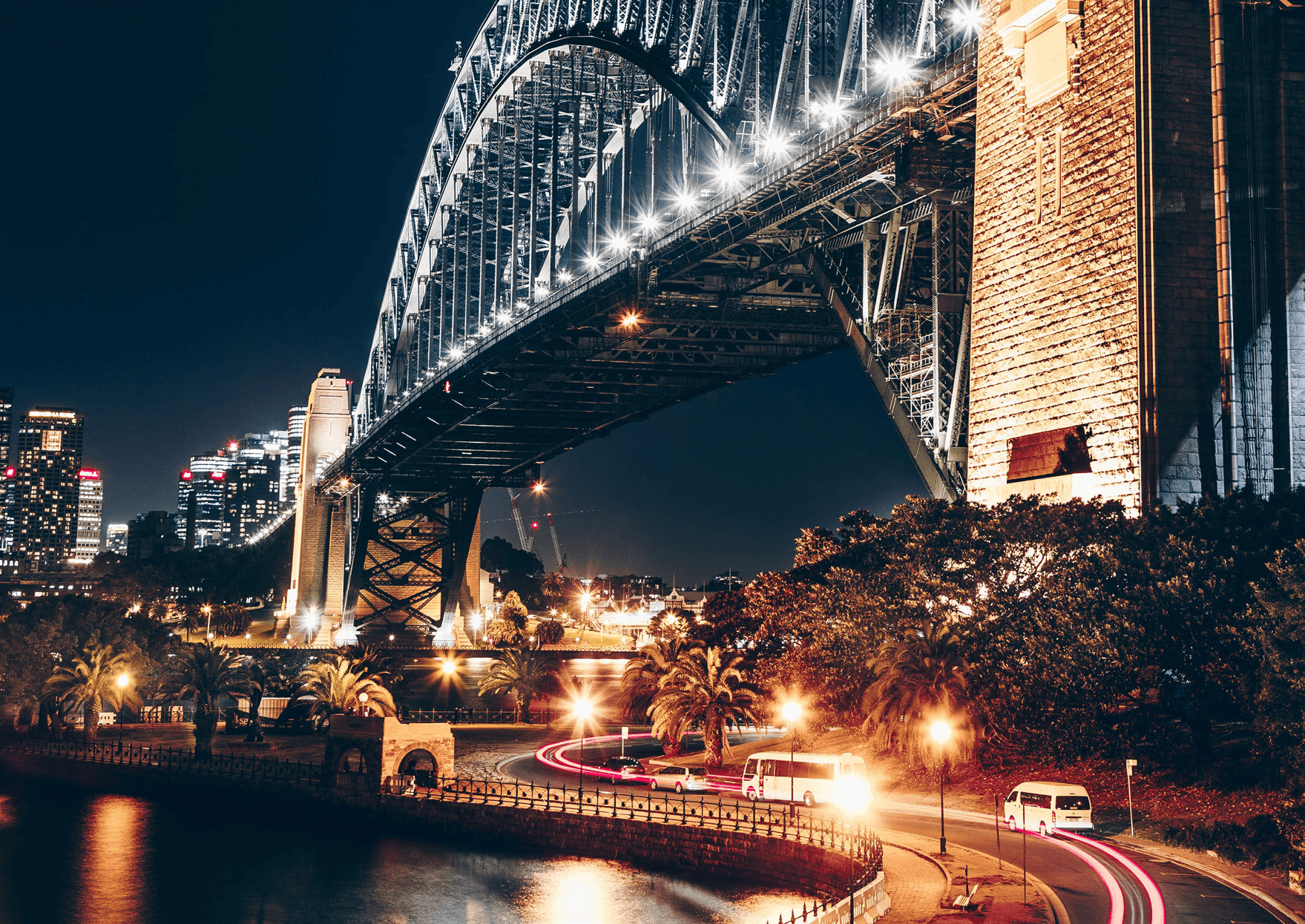 Sydney harbour bridge at night