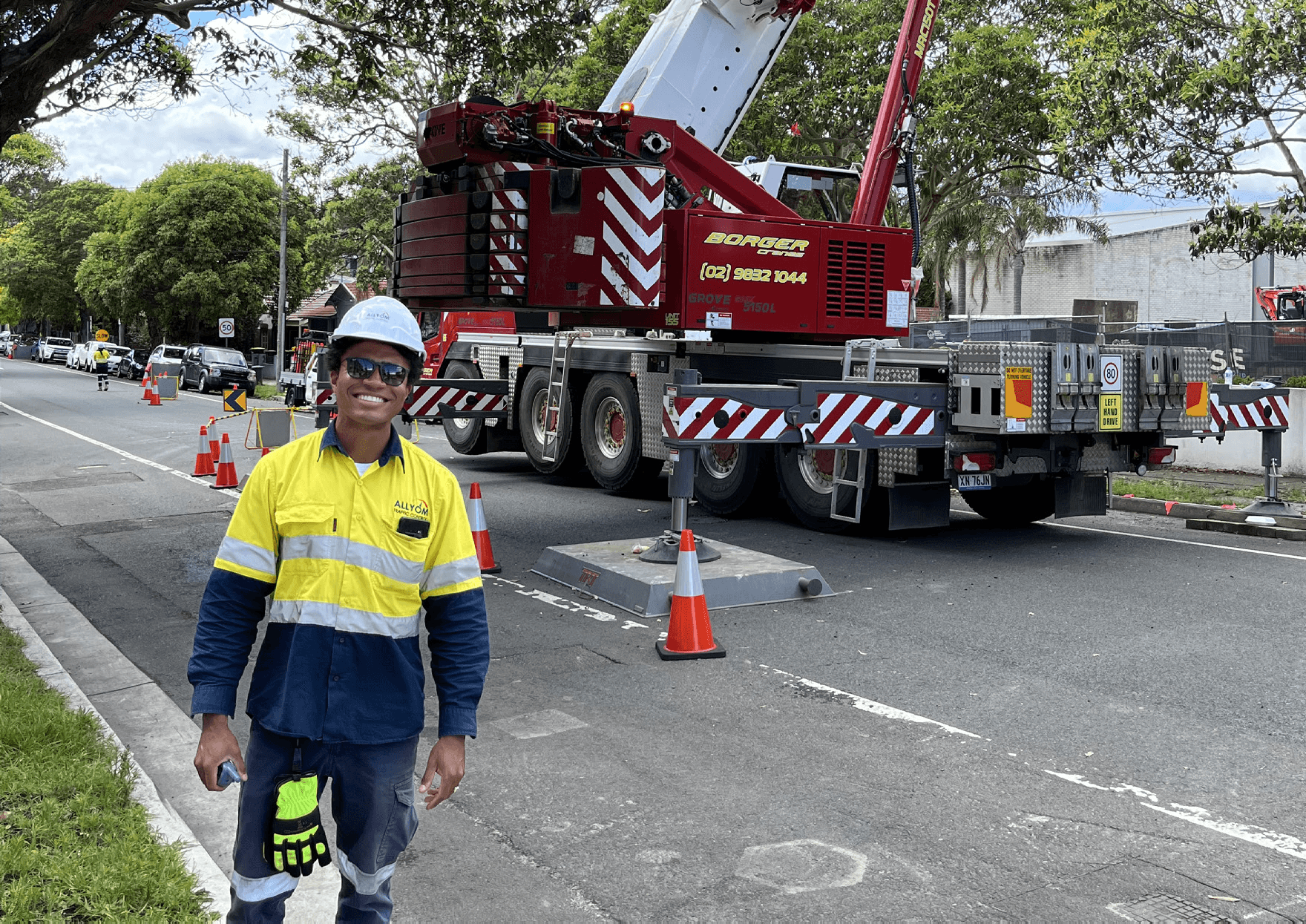 Allyom staff infront of Borger crane